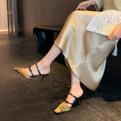LBSFY  -  Fashion Sandals Women's New High Quality Chinese Style High Heel Muller Shoes Modern Slippers Banquet Dress