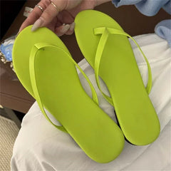 LBSFY -2025 Summer Clip Toe Flat Heels Slippers Women Casual Beach Shoes Concise Candy Color Flip Flops Zapatos De Mujer