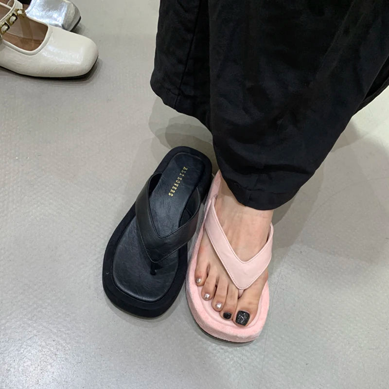 LBSFY  Summer Women Casual Clip Toe Slippers Comfort Platform Flats Beach Vacation Slides Flip Flops Shoes Zapatos De Mujer