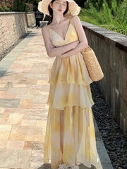 LBSFY -Summer Elegant Sexy Long Dresses For Women Spaghetti Strap Sleeveless Backless Beach Holidays Vestidos Evening Party Dress New