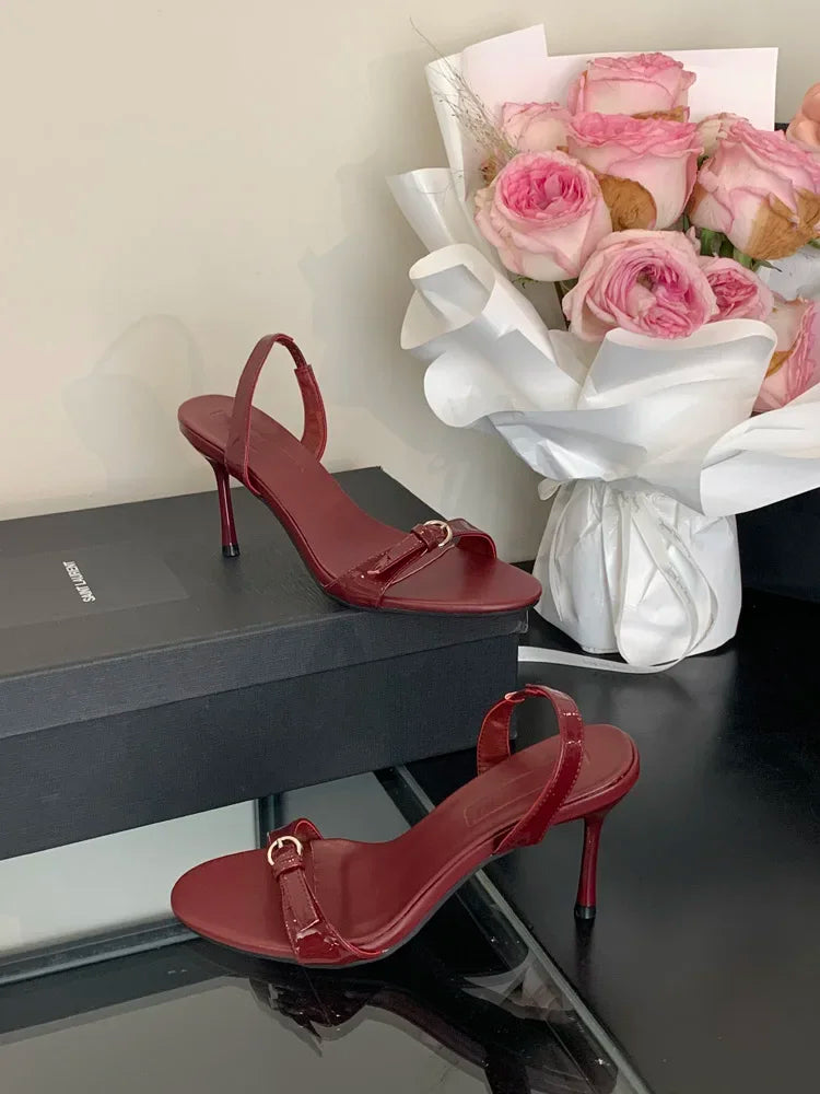 LBSFY -Summer Fashion Narrow Band Open Toe Sandals Thin Low Heel Gladiator Women Party Shoes Zapatos De Mujer