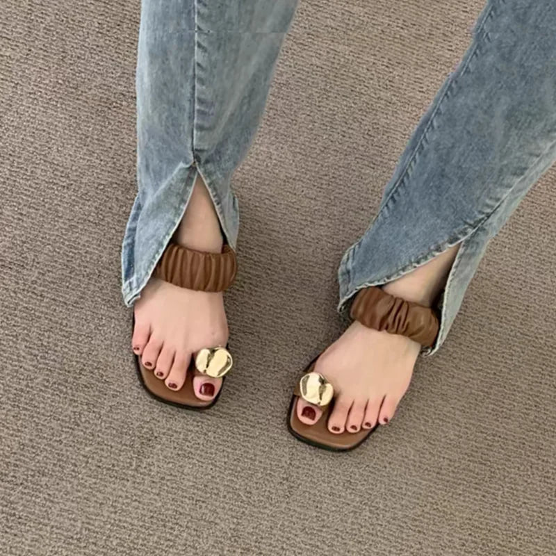 LBSFY  -  2024 Summers Clip Toe Women Slippers Fashion Elegant Low Heel Slides Shoes Ladies Casaul Outdoor Beach Sandalias Flip Flop