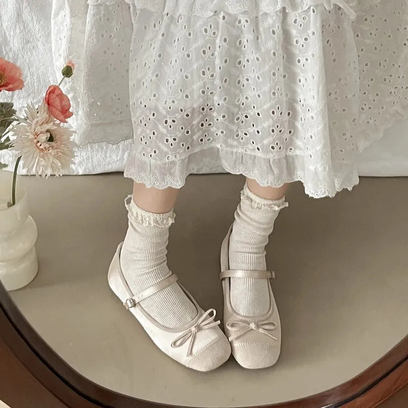 LBSFY -New Spring Butterfly-knot Women Ballet Shoes Fashion Outdoor Dress Shoes Female Street Style Soft Sole Flats Shoes