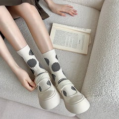 Lbsfy Women Socks Cotton Spring Autumn Japanese Style Harajuku Comfort Hip Hop Cute Classic Short Crew Dot Socks Girls Gift