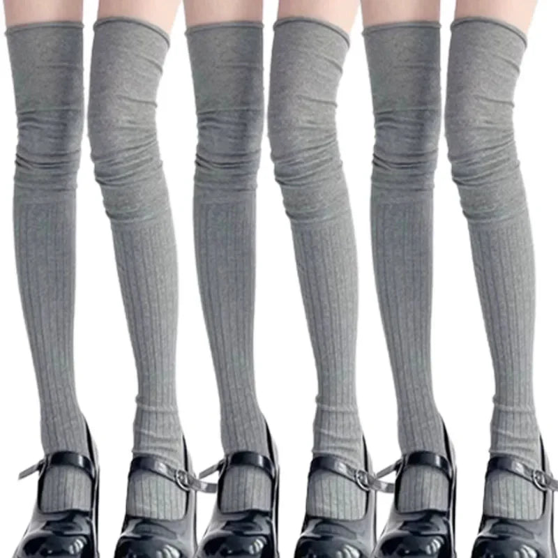 Lbsfy 1/3pairs Autumn Long Tube Socks Thermal Warm Stocking Female Trendy Casual Thigh High Striped Leggings Trendy Over The Knee Sock
