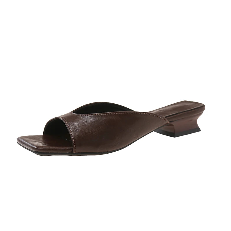 LBSFY -New Fashion Summer Women Slipper Square Toe Ladies Mules Sexy High Heels Slippers Female Designer Woman Shoes Claquette Femme