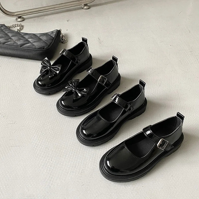 LBSFY -Women Black Lolita Shoes Casual Platform Mary Janes Heels Women Vintage Pumps for Women College Student Low Heel Women's Shoes