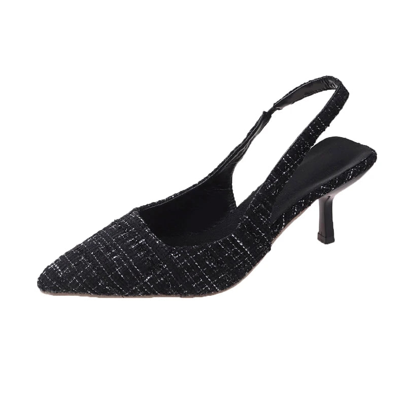 LBSFY  -Sea Salt Blue Pointed High Heel Sandals for Women Back Hollow Half Headed Single Shoes Fashion Versatile Casual Shoes