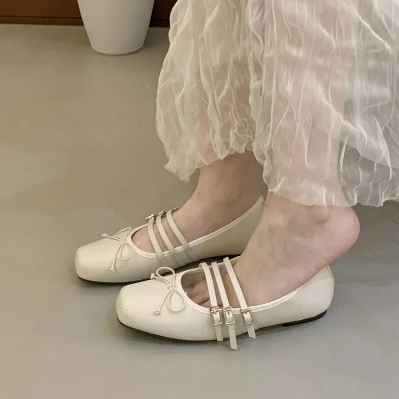 LBSFY  -Brand New Women Flats Soft Ballerinas Flat Heel Casual Ballet Shoes Fashion Square Toe Shallow Ladies Mary Jane Shoes