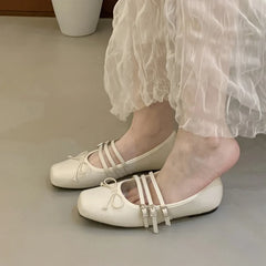 LBSFY  -Brand New Women Flats Soft Ballerinas Flat Heel Casual Ballet Shoes Fashion Square Toe Shallow Ladies Mary Jane Shoes