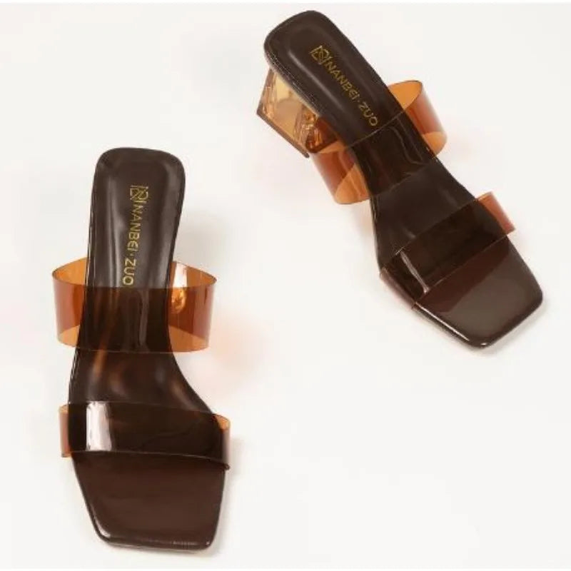 LBSFY -Plus Size 35-43 women's Shoes Summer Concise Slippers Square Toe Shallow Slippers High Quality Luxury Slippers