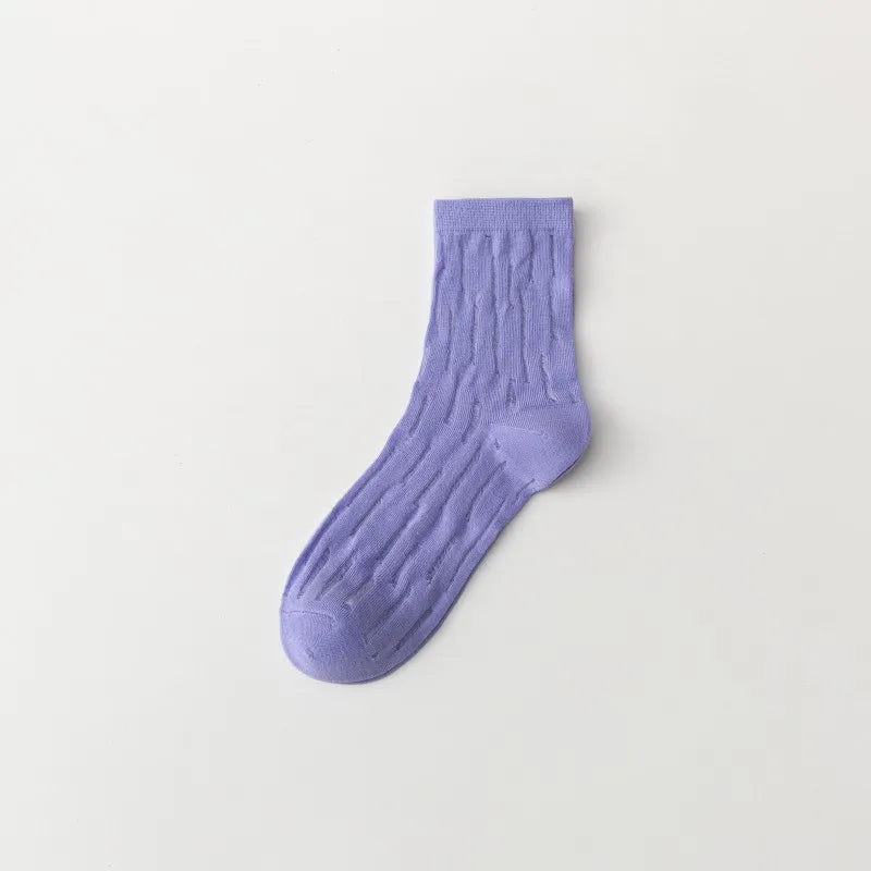Lbsfy Women's Socks Cotton Mesh Middle Tube Summer Breathable Thin Japanese Style Solid Color Harajuku Short Crew Socks For Girls Gift