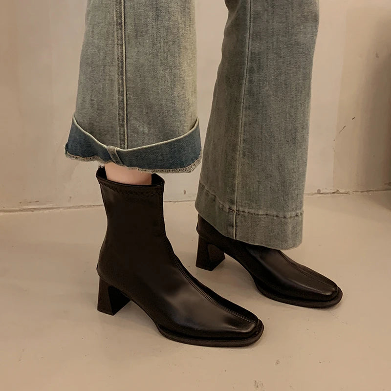 LBSFY -New Style Women's Ankle Boots Square Heel Platform Boots Women Sexy High Heels Shoes Winter Casual Fashion Boots Shoes for Women