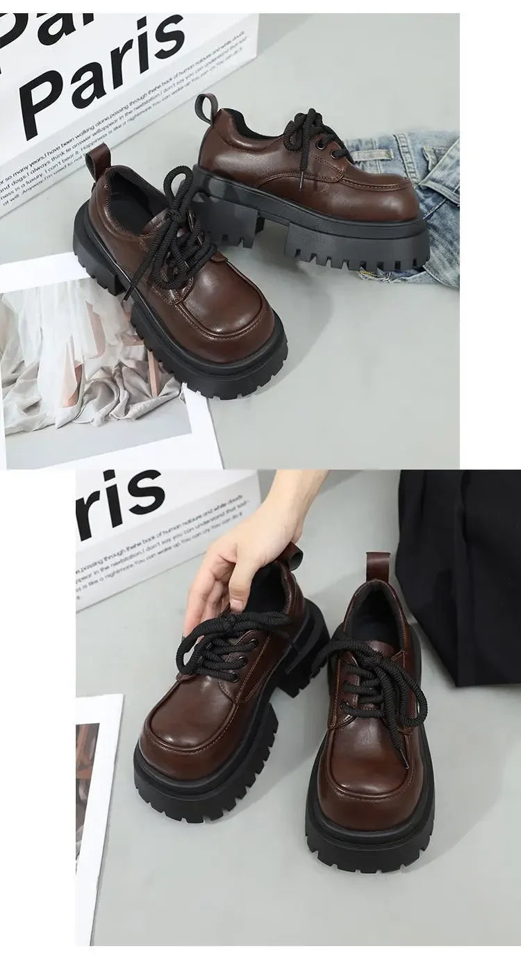 LBSFY -Women's 2025 New Japanese Style Mary Jane Shoes Black Brown Leather Thick Sole Round Toe Comfort Square Heel Lolita Girl's Shoes