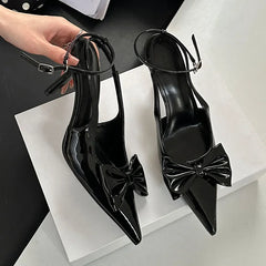 Lbsfy Butterfly-Knot Designer High Heels Women Ankle Strap Pointed Toe Banquet Dress Shoes Ladies Fashion Elegant Sandals Women Pumps