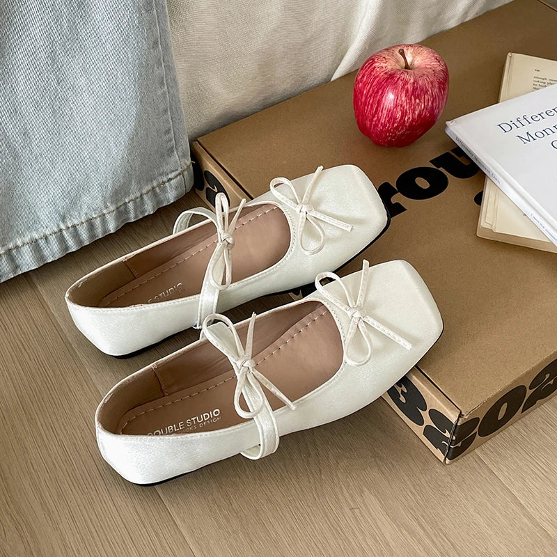 LBSFY  Spring Butterfly-knot Women Mary Jane Shoes Comfort Soft Sole Flats Ladies Casual Dress Ballerina Footwear
