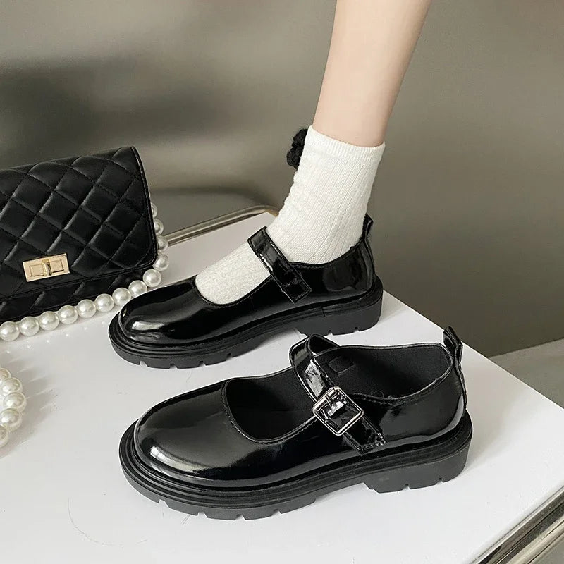 LBSFY -Women Black Lolita Shoes Casual Platform Mary Janes Heels Women Vintage Pumps for Women College Student Low Heel Women's Shoes