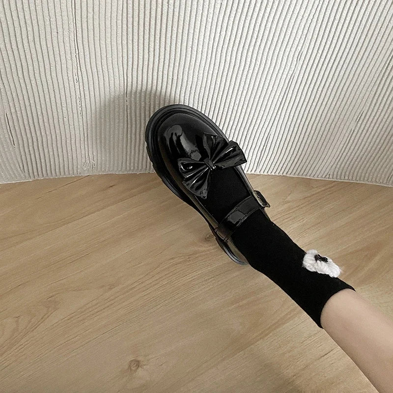 LBSFY -Women Black Lolita Shoes Casual Platform Mary Janes Heels Women Vintage Pumps for Women College Student Low Heel Women's Shoes