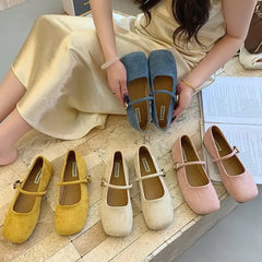 LBSFY -French Mary Jane Flat Shoes Women's Spring New Gentle Elegant Match Skirts Fashion Sweet Lady Low Heel Soft PU Leather