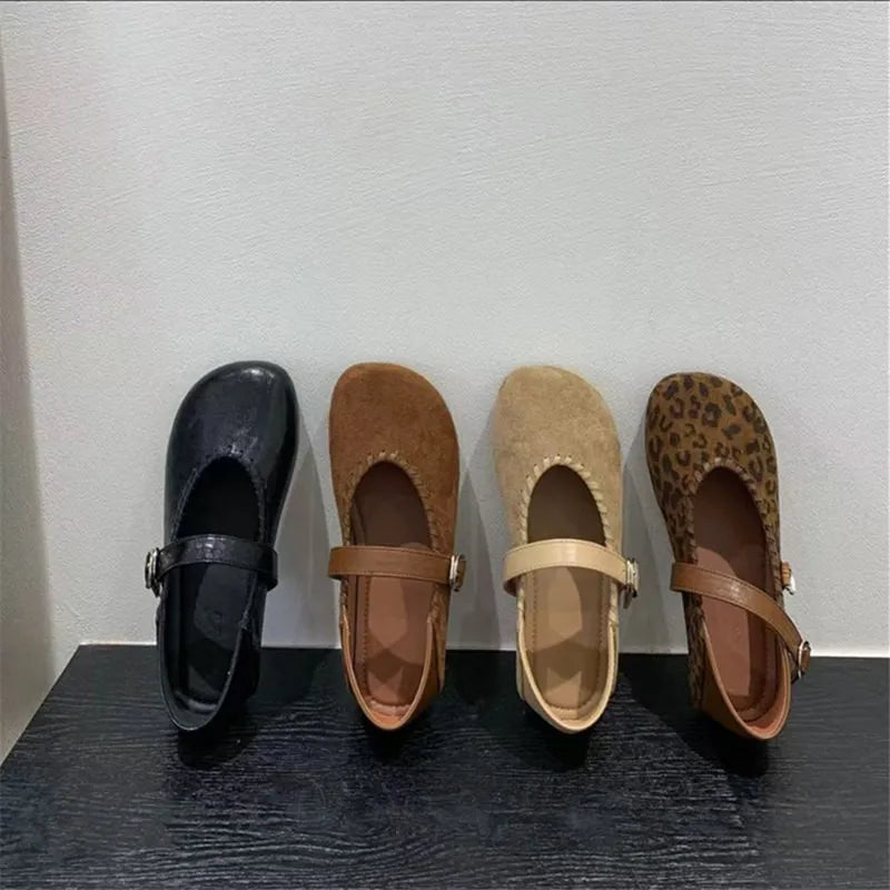 LBSFY -New Style Autumn Women Flats Round Toe Shallow Slip on Ladies Casual Ballet Shoes Soft Leather Eelgant Dress Shoes Zapatos Mujer