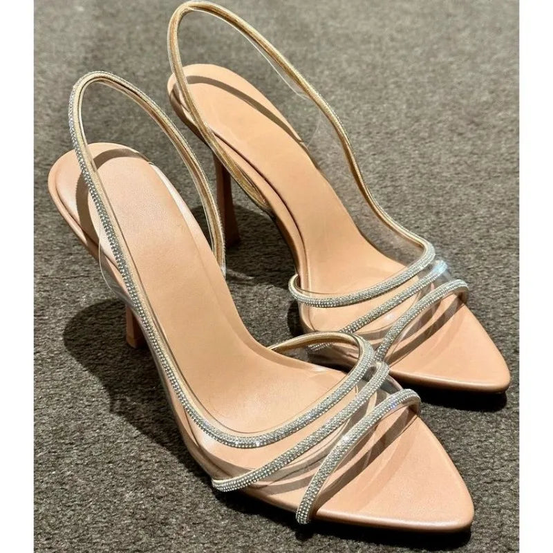 LBSFY -New Summer Crystal Women Sandals Fashion Elegant Transparent High Heel Shoes Ladies Outdoor Party Dress Sandalias