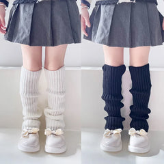 Lbsfy Children JK Lolita Leg Warmer for Girls' Autumn Winter Cute Knitted 40cm Long Foot Cover Y2K Punk Gothic Crochet Socks