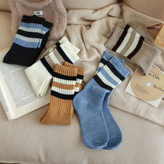 Lbsfy 5 Pairs Men Socks Autumn And Winter Padded Thickened Middle Socks Terry Bottom Warm Towel Cotton Socks Anti-Odor Sweat Sports So