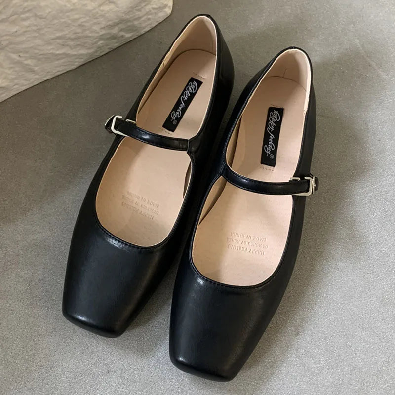 LBSFY  -   Summer New Brand Women Sliver Flats Fashion Square Toe Shallow Mary Jane Shoes Soft Casual Ballet Shoes Slingback Shoes