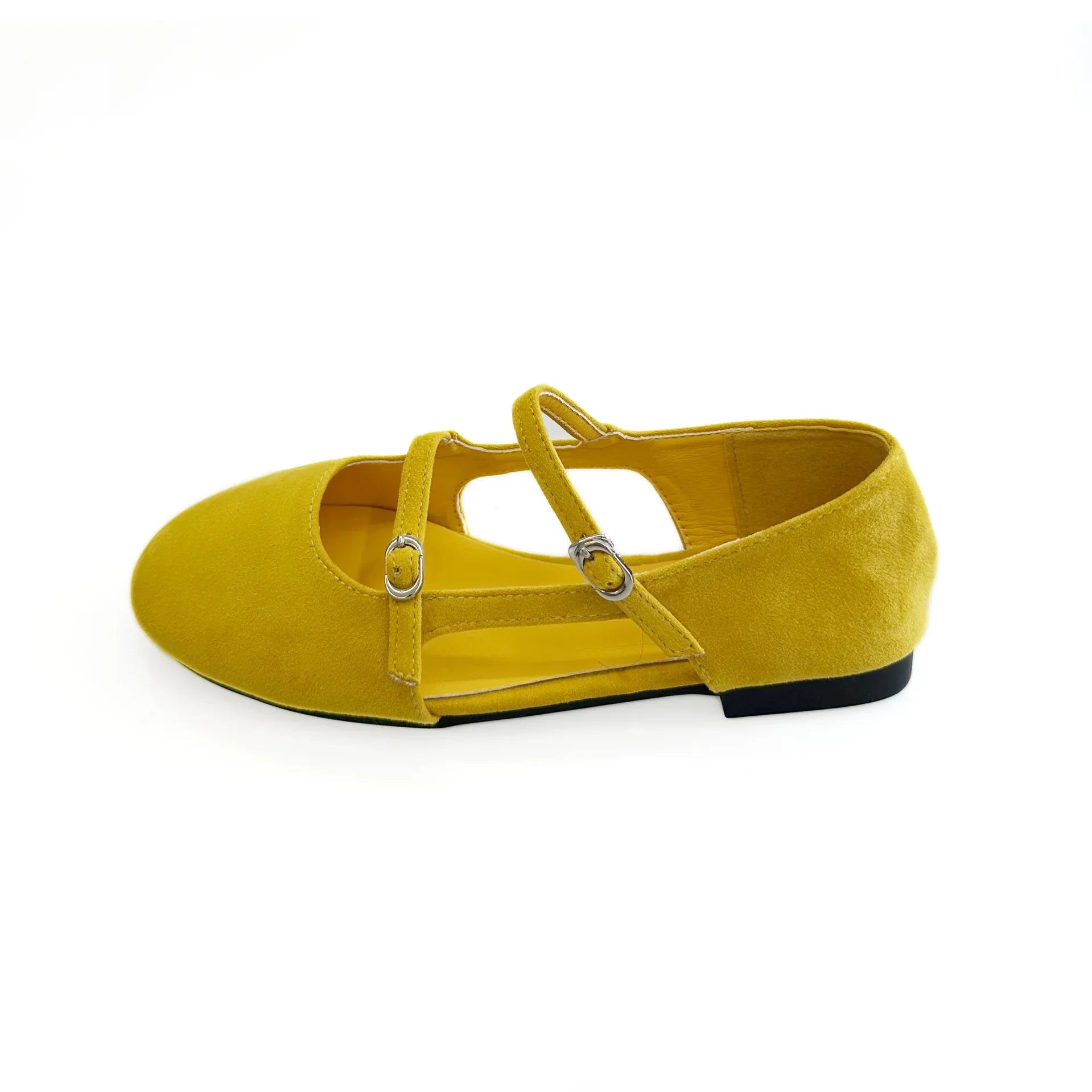 LBSFY -Mary Jane Flat Shoes Women's Casual Footwear Side Open Airy Leather Mid Heel Summer Rubber Sole Adult Footwear Grid Inner