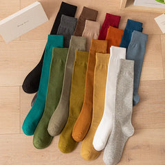 Lbsfy Women Cotton Knee High Socks Girl Black White Stockings Solid color Casual Calf Sock Female Fashion Sexy Long Socks