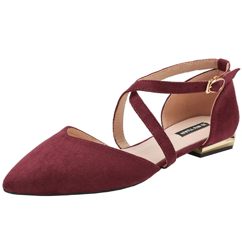 LBSFY  -  Low Heel Single Women Shoes Woman Spring Pumps Summer Pointed Hollow Sandals Word Belt Fairy Shoes Black Work Shoes Girl Shoes