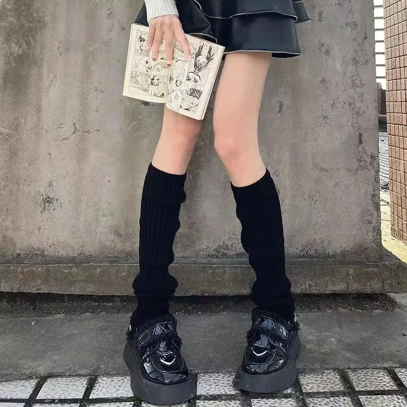 Lbsfy Socks Woman Autumn and Winter Leg Warmer Wide Legs Black White Lolita Socks for Women Stripe