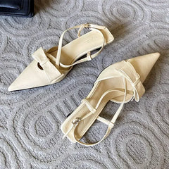 Lbsfy Fashion Small Low Heel Sandals Women Summer Sexy Pointed Toe Slingbacks Mules High Heels Elegant Bow Cross Strap Women Pumps