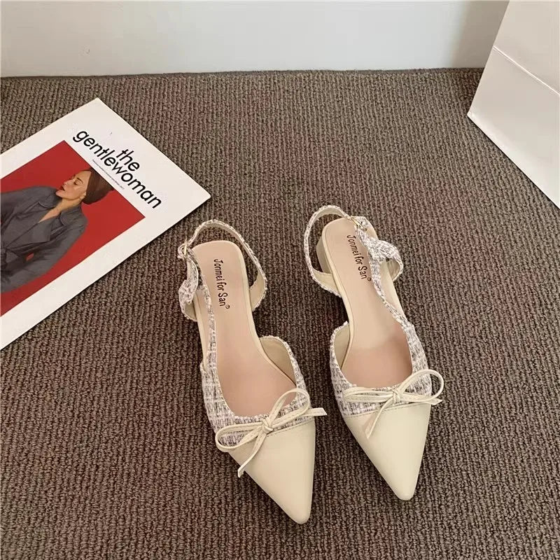 LBSFY -New Style Luxury Women's Closed Girls Bowknot Low High Fashion Stiletto Pointed Toe Buckle High Heels Party Prom Shoes