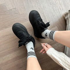 LBSFY  -    New Women Sneakers Lace Up Platform Shoes Spring Summer Casual Shoes Fashion Ladies Thick Bottom Flats