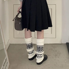 Lbsfy Women Vintage Knit Wool Leggings Covers Socks Korea Women Y2K Tulip Calf Socks Winter Thickened Leg Warmers Harajuku Leg Covers