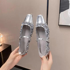 LBSFY  -  2024 Spring Bling Flats Shoes Women Fashion Shallow Ladies Mary Jane Moccasin Flats Girl Square Toe Ballerinas Shoes Female