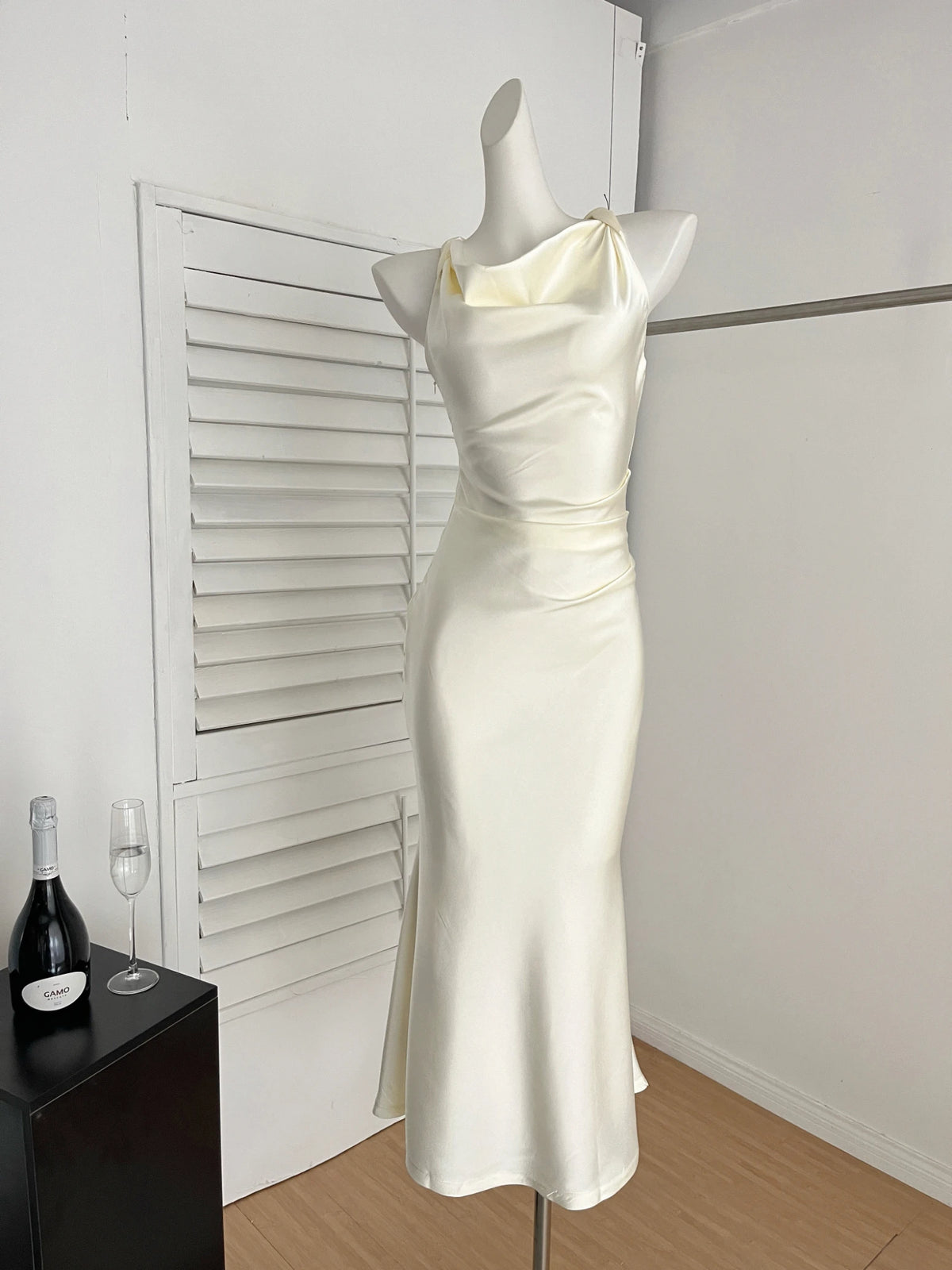 LBSFY -Women's Summer Party Elegant French Dresses Sexy Satin Swing-Collar Slim Bodycon Evening Mermaid Dress Chic Prom Female Clothes