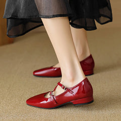 LBSFY  -  Size 35-43 Mary Jane Shoes Women's Cross Belt Flats Heel Single Shoes Women Low Heel