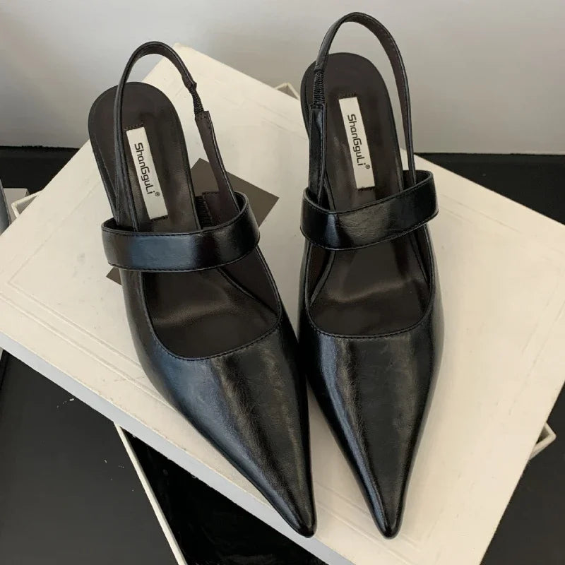 Lbsfy Fashion Slingback Sandals Female New Elegant Party Dress Shoes Sexy Red Office High Heels Mules Pointed Toe Pumps Women