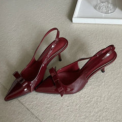 LBSFY  -  New Design Slingbacks Butterfly-knot Women Pumps Sexy Pointed Toe Thin Heels Stripper Party Shoes Large Size 35-43