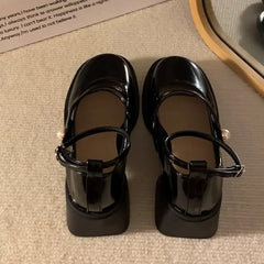 LBSFY -Women Loafers Retro Brown Mary Jane Shoes Women Pu Leather Thick Heels Lolita Shoes Woman Uniform Pumps Ankle Buckle Shoes