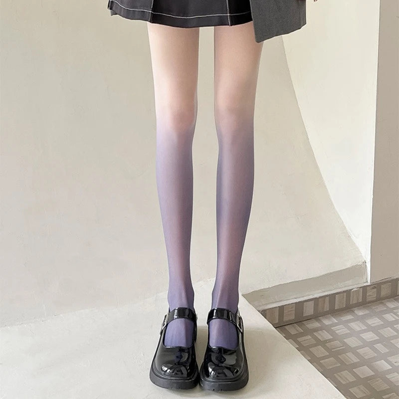 Lbsfy New Arrival Gradient Tights for Women Sexy Black Thin Candy Color Pantyhose Fashion Personality Nightclub Party Longh Stockings