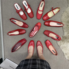 LBSFY -Women Flats New Slip On Flat Loafers Patchwork Square Toe Shallow Ballet Shoes knitting Casual Flat Shoes Ballerina