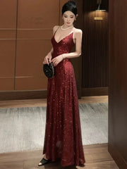 LBSFY -Elegant Backless V-Neck Split Party Dress Sexy Slim Luxury Gown Evening Dresses Fashion Robe Birthday Party Autumn Spring New