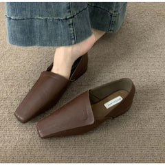 LBSFY -Flats Women Loafers Shoes Elegant Leather Square Toe Soft Shoes 2026 Trend New Brand Winter Walking Comfort Chaussures Femme