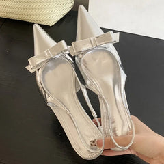 LBSFY -Street Style Woman Pumps Sexy Pointed Toe Slingbacks Wedding Thin Low Heels Party Female Shoes Zapatos De Mujer