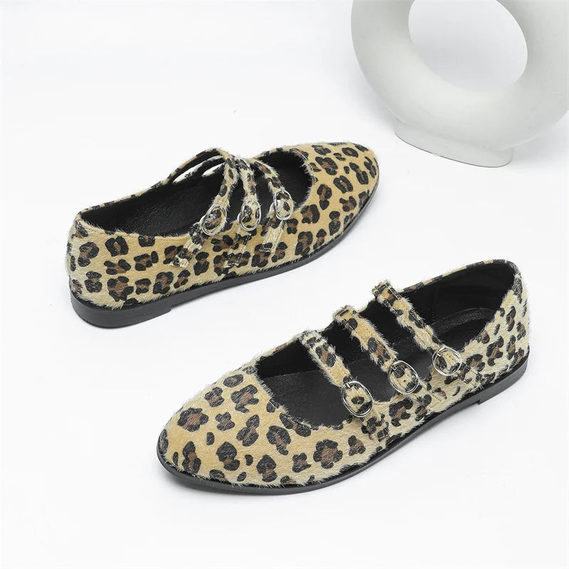 LBSFY  -   Women Ballet Flats Leopard Print Shoes Round Toe Plus Size 43 Ballerinas Zapatos Mujer