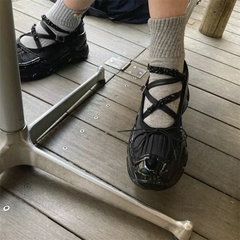 Lbsfy String Bead Butterfly-Knot Breathable Women Sneakers Lace-Up Thick Bottom Hand-made Ladies Shoes Casual Fashion Tenis De Mujer