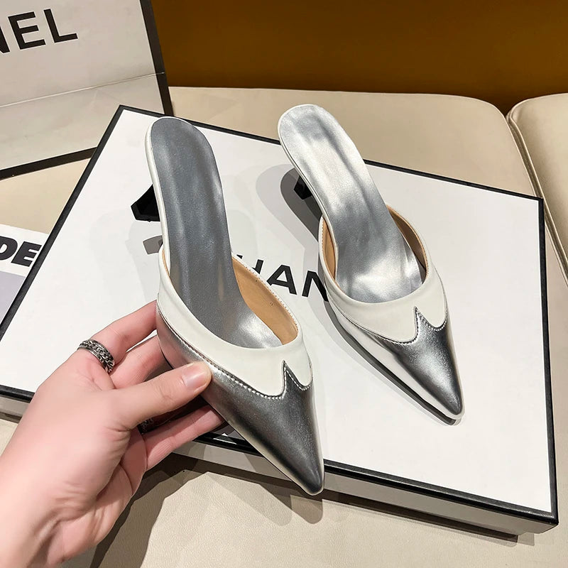 LBSFY -New Style Women Slippers Pointed Toe Sexy Fashion Shoes Elegant Summer Heeled Shoes Woman Designer Luxury Pumps Dress Shoes